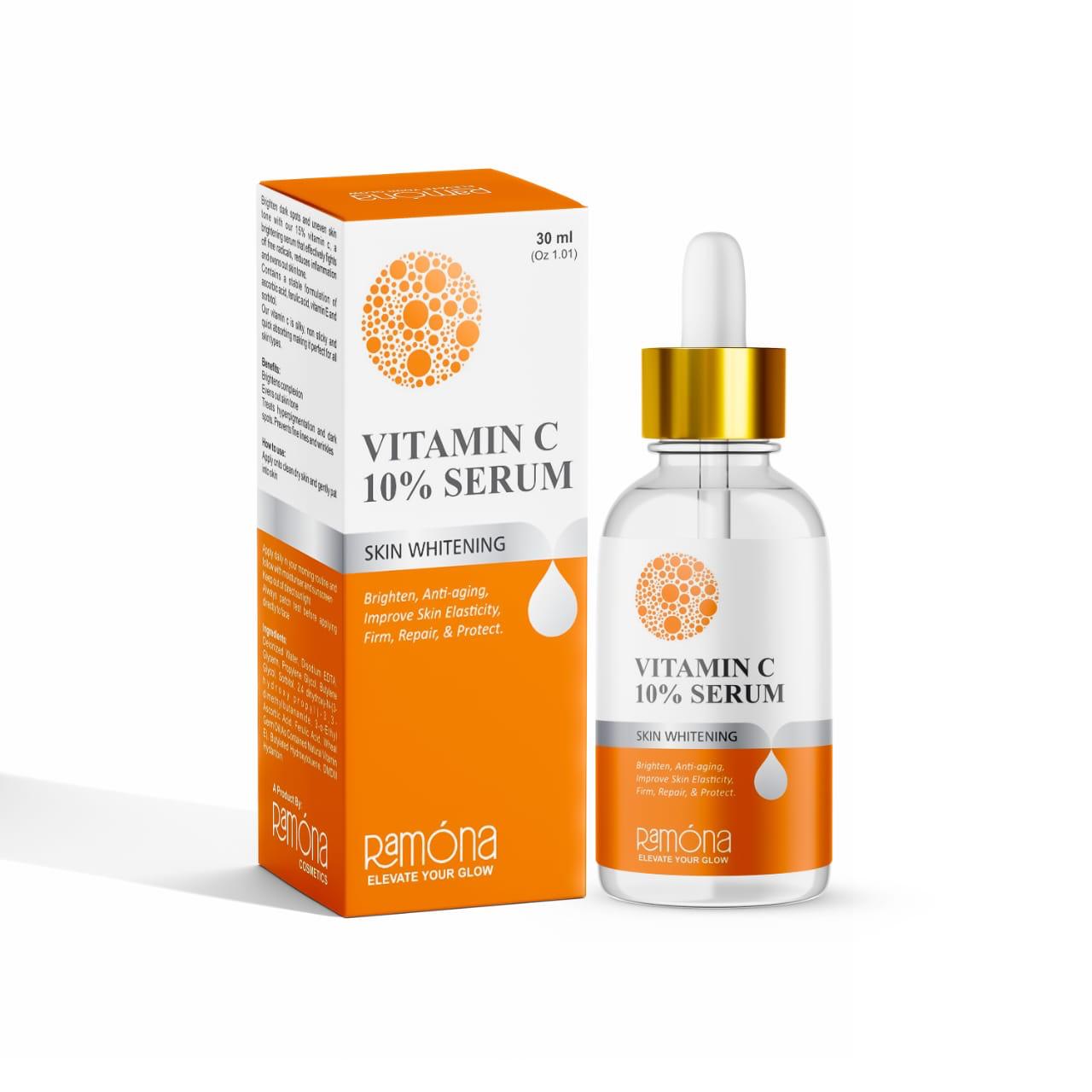 Vitamin C 10% Serum – Skin Whitening - – Anti Aging Facial Serum with Vitamin C - Brightening Serum for Dark Spots - Even Skin Tone - Eye Area - Fine Lines & Wrinkles